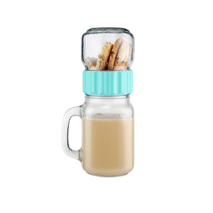 Easylife Best Selling Glass Mason Jar with Handle 550ml/250ml 2-in-1 Carry on Glass Mason Jar