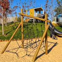 Çocuklar için Özel Tasarım Açık Hava Tığ İşi Halat Ağ Oyun Alanı Ekipmanları, Doğa Macera Tesisi Kampı Manzaralı Park Alanı