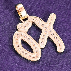 Pendentif GRA Hip Hop Iced Out Bling en Argent Sterling 925 avec Moissanite VVS testée au diamant, motif Lettre <span class=keywords><strong>XO</strong></span> en grappe, pour Hommes et Femmes - Product Image 4