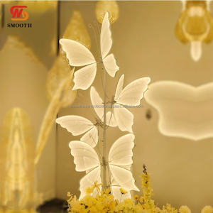 Soporte de mariposa blanca brillante Suave 4 cabezas mariposa boda fiesta pasillo decoración rosa azul mariposa Luz - Product Image 4