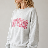 Sweat-shirt surdimensionné personnalisé pour femme, col rond, avec patch floral brodé, style universitaire vintage, pull décontracté en polaire