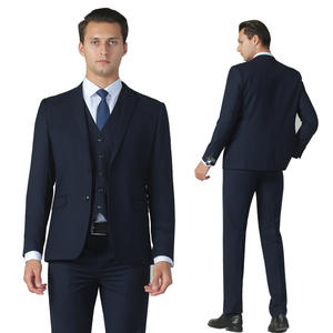 Abito da Uomo Professionale in Pettinato per Affari Blu Navy, Nero e Grigio con Giacca Monopetto e <span class=keywords><strong>Pantaloni</strong></span> Eleganti 100% Poliestere - Product Image 4