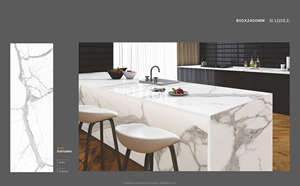 Dalles de marbre artificiel en porcelaine Calacatta Bianco 800x2400x15mm pour hôtel européen, pureté du marbre, pierre de granit artificielle - Product Image 1