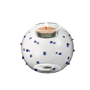 Portavelas Redondo Personalizado al por Mayor con Puntos de Colores, Decoración de Vidrio Transparente para el Hogar, Portavelas para Velas de Té - Product Image 4