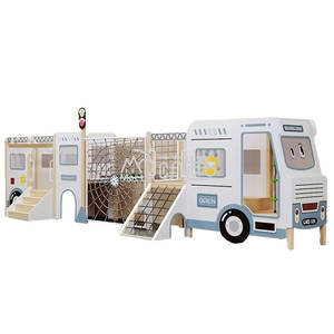 Moetry Nouveau Design Aire de Jeux en Bois en Forme de Bus Scolaire pour Tout-Petits Enfants Équipement d'Escalade pour Garderie - Product Image 3