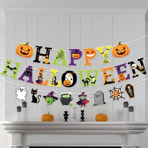 Decoraciones de Fiesta de Halloween y Acción de Gracias: Pancarta de Calabaza de Madera, Guirnaldas en Espiral y Set de Pancartas para Adultos - Product Image 3