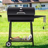 Barbecue au charbon de bois en acier de 30 pouces avec table latérale, barbecue d'extérieur avec 627 pouces carrés En. Barbecue noir