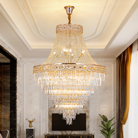 Lustres français de luxe en cristal pour la maison Villa Duplex Escaliers Hall d'hôtel et salon avec lumière principale à hauteur réglable