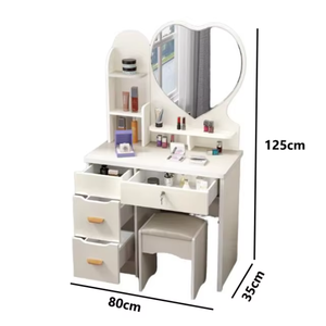 Table de maquillage en verre avec miroir LED et tiroirs pour chambre à coucher - Product Image 6