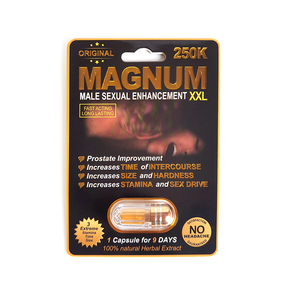 MAGUNM 250K Capsule d'endurance et de vitalité masculine à action rapide, longue durée, temps maximal, avec 1 capsule et son emballage. - Product Image 4