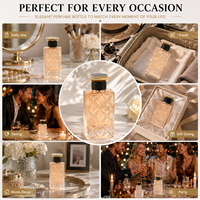 Flacon de parfum vide de 100 ml, verre champagne, finition nacrée scintillante avec couvercle doré à facettes, livraison directe d'usine