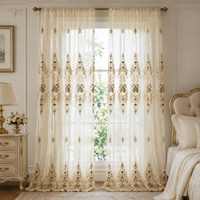 COSENNATUR Tissu de rideau en damassé floral brodé 100% polyester, doux, léger, lavable en machine