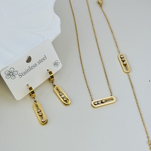 Thanh Lịch Vàng/Bạc Tối Giản Kẹp Giấy Liên Kết Trang Sức Set Đối Với Phụ Nữ Thép Không Gỉ Vòng Cổ Vòng Đeo Tay <span class=keywords><strong>Zircon</strong></span> Đối Với Christian - Product Image 6