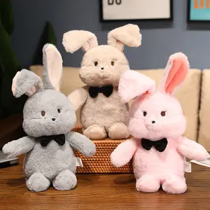 韩国电影人物卡哇伊批发长耳毛绒白兔毛绒玩具毛绒粉色娃娃动物灰色兔子