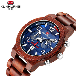 Kunhuang 1015 Orologio da Uomo al Quarzo in Legno Resistente all'Acqua con Display Data Speciale Grande Orologio Sportivo Produzione Cinese - Product Image 3