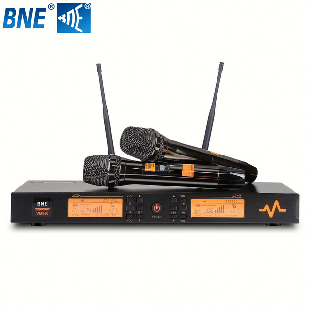 High Quality VM880 UHF Handheld Wireless Microphone 2 Channel Professional Stage Performance Cordless Church Wireless Microphone