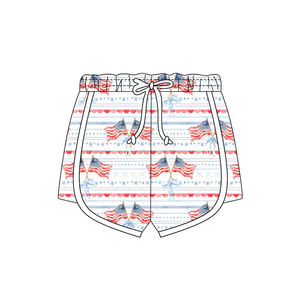 Preorder MOQ 5 Stars Girls 4th July <b>Bottom</b> Shorts Print Organic Cotton Wholesale Kids Holiday Fashion Clothing Boutique Children - Product Image 6