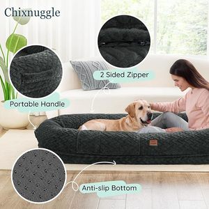 Lit pour chien taille humaine en polyester, très vendu, avec mousse <span class=keywords><strong>à</strong></span> mémoire de forme, doux, amovible, lavable, portable, avec poignée et couverture - Product Image 3