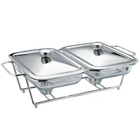 Luxe serveerschaal van zilverkleurig chafing dish, 3,6L mini vierkante roestvrijstalen voedselwarmer voor moderne restaurant catering