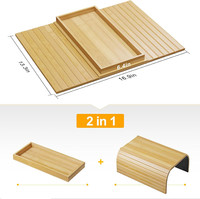 Table d'appoint pliable 2-en-1 pour canapé, plateau portable détachable en bambou pour boissons, gobelets et collations