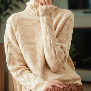 Autumn Winter Women's <strong>Sweater</strong> Cable Knit Turtleneck Pullover Drop Shoulder Ribbed Chunky Soft Cozy Warm Casual Knitwear - Product Image 3