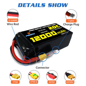 Ponfly 12000mAh 20C 6S 22.2V 4S 8S 12S 29.6V 44.4V multirotor UAV Drone LiPo pin cho rc Quadcopter Nông Nghiệp Nhà máy bay không người lái - Product Image 4