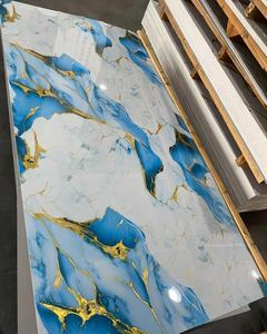 Modern High Gloss PET Composite Wall Panel Interior Decoration Carbon Stone Crystal Stone Slab Marble PVC Veneer Wall Board