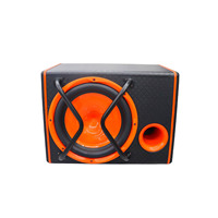 Caja de madera de 10 pulgadas, subwoofer de audio para coche, altavoz activo de bobina única DC 12V para coche
