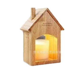 Wooden House Candle Holder With Led Light Christmas Decor Home Desktop <b>Night</b> Light <b>Stand</b> - Product Image 5