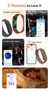 Pulsera Inteligente DS500 para Monitoreo de Salud, Monitor de Actividad Física sin Pantalla con Seguimiento de Frecuencia Cardíaca, SpO2, Sueño, Estrés y HRV - Product Image 4