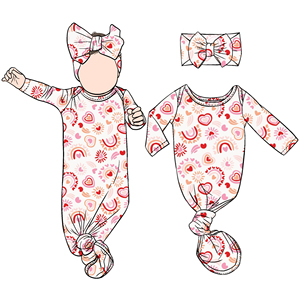 Tùy chỉnh in bé Túi ngủ sơ sinh bé thắt nút áo choàng bé thắt nút áo choàng với nơ lớn Headband - Product Image 3