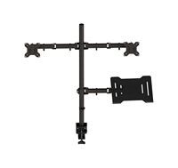Support double écran pour ordinateur portable, bras pour moniteurs de 14 à 27 pouces, fixation murale, construction en acier, capacité de charge de 9 kg, inclinaison de 45°, rotation à 360°