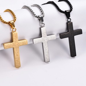Ciondolo a Croce Classico in Acciaio Inossidabile per Uomo e Donna, Colore Nero, Argento, Oro, Regalo di Gioielleria - Product Image 1