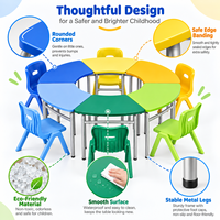 Fournisseur de meubles pour enfants, table et chaise en plastique semi-circulaires, bureau d'école mignon, chaises pour enfants, table d'activités pour la maternelle