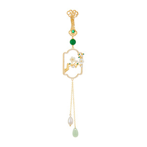 Muyu Plum Blossom Brooch For Cheongsam Hanfu Decoration Women Traditional Chinese Style Gold With Pearl Tassel - Product Image 5
