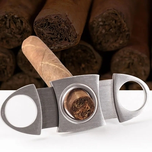 Guillotina de cigarros <span class=keywords><strong>cubanos</strong></span>, cuchillas dobles, cortador de cigarros, dispositivos de bolsillo de acero inoxidable, cuchillo para cigarrillos, herramienta para fumar - Product Image 1