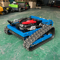 Tondeuse à gazon industrielle sans fil télécommandée sur roues avec lame à fléaux parallèles et lame à neige, vitesse de déplacement 0-4 km/h