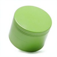 Moulin à café vert 63MM en alliage d'aluminium à 4 couches avec revêtement céramique, lavable, style européen minimaliste pour accessoire 6102G