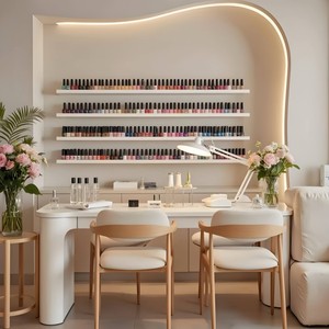 Mesa de Manicura con Silla, Juego de Mesa y Silla de Manicura de Lujo para Salón de Belleza con Colector de Polvo, Lámpara de Escritorio para Técnico de Uñas, Estación de Manicura - Product Image 4