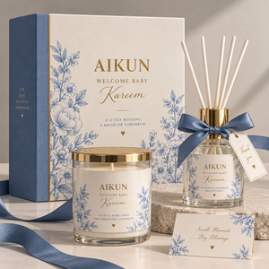 Coffret Cadeau AIKUN – Bougie Parfumée en Cire de Soja et Diffuseur à Bâtonnets en Verre Sans Flamme pour Chambre et Bureau – Parfum Longue Durée - Product Image 1