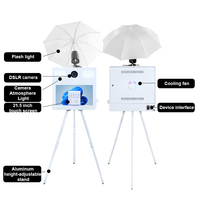 Photo Booth Portabel untuk Pernikahan & Pesta, Tinggi Dapat Disesuaikan dengan Printer Besar Terintegrasi, Layar Sentuh 21,5 inci, DSLR