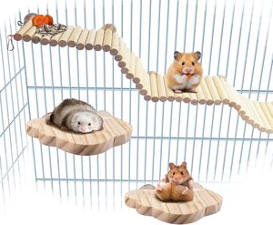 Hamster Asma Köprü Oyuncak Küçük Hayvan Tırmanma Oyuncakları Chinchilla Kafesi Doğal Ahşap Esnek Platform Oyuncak - Product Image 5