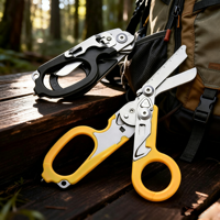Ciseaux multifonctionnels pliables 6 en 1, ciseaux de premiers secours en acier inoxydable, pinces de sauvetage en plein air, outils portables