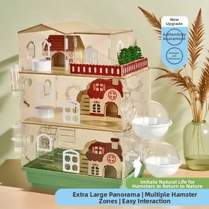 Maison pour hamster à 3 étages, grand habitat transparent, <span class=keywords><strong>cage</strong></span> acrylique pour hamster syrien, grande ventilation, base profonde, complète, DIY, naturel - Product Image 2