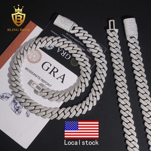 Mặt dây chuyền Hip Hop kiểu dây Cuban Link 15mm ba hàng, bạc 925, đá Moissanite VVS, giá sỉ kho Mỹ, máy kiểm tra kim cương - Product Image 1