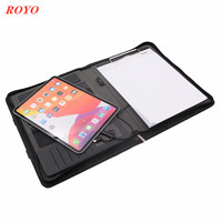 Dossier multifonctionnel en cuir avec banque d'alimentation sans fil, clé USB et lumière LED Logo Office Manila Folder