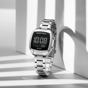 NAVIFORCE NF5047 Square Casual <strong>Digital</strong> <strong>Watch</strong> for Lady Stainless Steel Strap <strong>Digital</strong> <strong>Watch</strong> for <strong>Women</strong> Versatile Female Wristwatch - Product Image 3