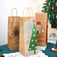 Sacs à vin en papier kraft de Noël en gros avec poignées, emballage cadeau personnalisé pour les fêtes
