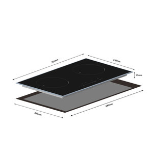 Placa de Inducción Eléctrica de 73 cm con Control Táctil, 2 Zonas de Cocción Separadas Debajo del Vidrio Vitrocerámico - Product Image 5