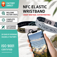 Pulsera de Cuerda Elástica Impermeable con Logotipo/Tamaño Personalizado EM4305 RFID/NFC 13.56MHz 1K para Control de Acceso